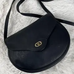 超希少品 クリスチャンディオール レザー ショルダーバッグ ハニカム柄 ブラック