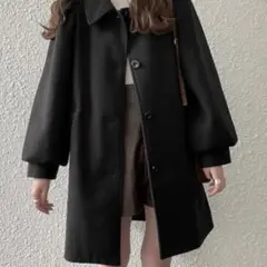 GRL リボンベルト付きボリュームスリーブステンカラーコート ze676