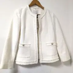 未使用タグ付き✨自由区 ツイード ノーカラージャケット 金ボタン 38