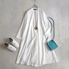 新品】ミズイロインド 2WAY 小花柄ロングシャツ ワンピース ラウンド 