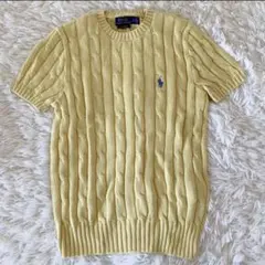 【美品】ポロラルフローレン　ケーブルニット 半袖　レモンイエロー S 現行