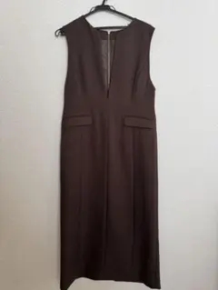 ブラウン ノースリーブ ロングワンピース Mサイズのサムネイル