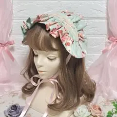 ロリータ　ヘッドドレス♡和柄ミント系【No.018】