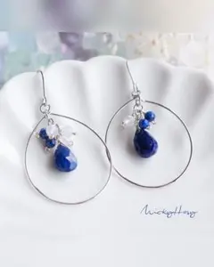 No.2523　宝石質ラピスラズリ　クォーツ　ブルーカルセドニー　シルバー