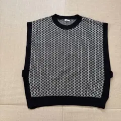 GLACIER ニットベスト Lサイズ ブラック/ホワイト