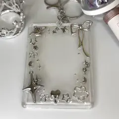 トレカキーホルダー デコ トレカケース レジン (シルバー 宇宙 ver)