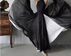シフォン フレアスカート 黒白