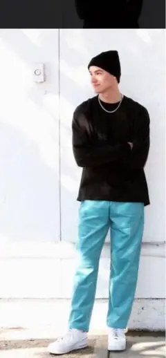 クックマン　シェフパンツ　コーデュロイ　ターコイズブルー　M