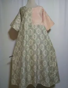 サービス品／着物リメイク／ドルマン袖ワンピース★サイズLL～3L