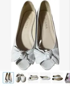 DIANA ホワイトリボンフラットシューズ　入学、入園に