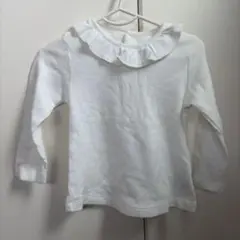 白いフリル付き長袖Tシャツ