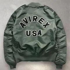 AVIREX L-2B フライトジャケット　バックアーチロゴ　XL　カーキ