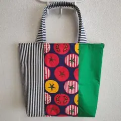 ハンドメイド　ポップ柄トートバッグ　 ストライプ（岡山デニム使用）