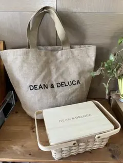 DEAN & DELUCA 【新品・未使用】＊麻トートバッグ&木製バスケット＊