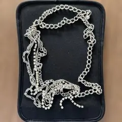 シルバー メタル ロングネックレス 調整可能