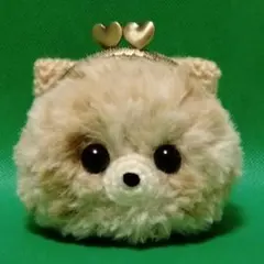 ✿ゆーりー様リクエスト分✿ハンドメイド✿がま口✿あみぐるみ✿うす茶ポメラニアン✿