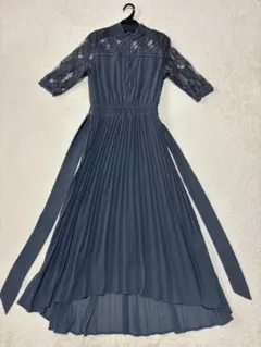 グレー 半袖 Aライン ドレス