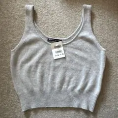 Brandy Melville グレー クロップドトップ　ニット　新品タグ付き