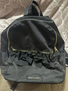 Maison de FLEUR 撥水加工　フロントリボンリュック　ブラック