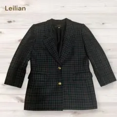 【訳あり】 レリアン 金ボタン ウール テーラードジャケット チェック 9