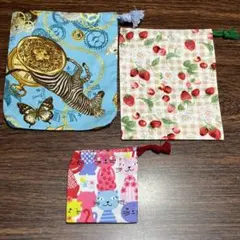 巾着15 小さめ　２枚＋おまけミニミニセット　ハンドメイド