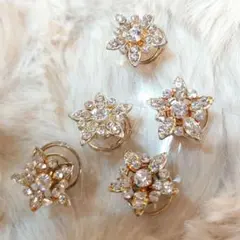 花型クリスタルヘアクリップ5個セット