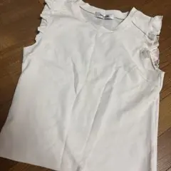 Emsexciteフリル付きホワイトノースリーブトップス