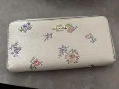 中古 COACH 財布 コーチ 長財布 ジップ アラウンド シグネチャー花柄