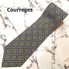 courreges クレージュ幾何学模様 シルク100% ネクタイ