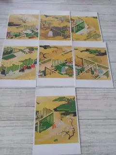 【未使用】源氏物語　ポストカード　７枚組