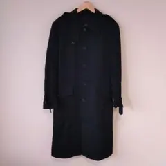 ★【古着】VAN(バン)　コート　L　黒　ベルト付き　予備ボタンあり