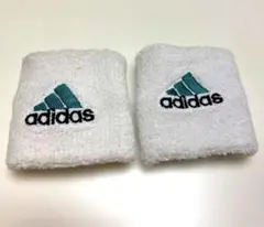 【adidas】リストバンド ホワイト/ターコイズ 2個セット