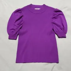 M-PREMIER パープル ピンク　美品　 パフスリーブ ニット 38のサムネイル