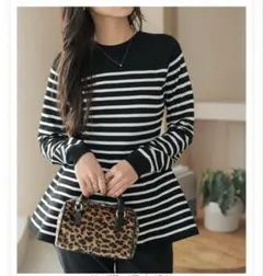 KOBE LETTUCE ペプラムニット　ボーダーニット チュニック　Mサイズ