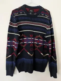 FOREVER21MEN ネイティブ柄 ニット M 総柄 セーター 秋冬 古着風