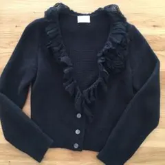 ハロッズ カーディガン ニット　黒　レース