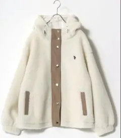 新品未使用　U.S.POLO ASSN. ワンポイントロゴ刺繍ボアフードブルゾン