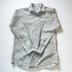 ユニクロ 小花柄シャツ 綿100% M 水色 春