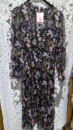 花柄シースルーロングワンピース