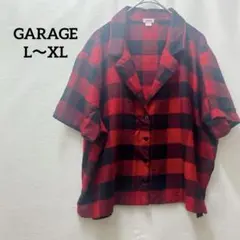 GARAGE 赤黒チェックシャツ 厚手素材 【L〜XL】 古着 秋冬重ね着