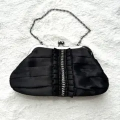 【美品】ブラック パーティー バッグ クランチバッグ　フォーマルバッグ