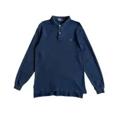 ポロバイラルフローレン 90s クラシック ネイビー 長袖ポロシャツ 刺繍 L