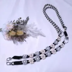 ショルダーストラップ 長さ調整 スマホショルダー お花 ハンドメイド マクラメ