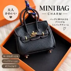 ミニバッグ型チャーム ブラック バッグチャーム キーホルダー 秋色 大人可愛い