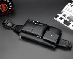 メンズ チェストバッグ ボディバッグ 3WAY ブラック ウエストポーチ