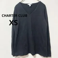 CHARTER CLUB ブラック Vネック 長袖Tシャツ【XS】シンプル　無地