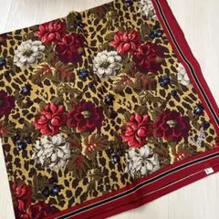 KENZO 花柄ヒョウ柄スカーフ　赤