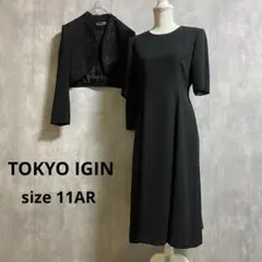 TOKYO IGIN 花柄 刺繍 ボレロ ワンピーススーツ 高級喪服 礼服 L