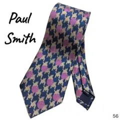 Paul Smith シルクネクタイ 総柄 千鳥 ドット 紺のサムネイル