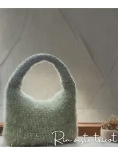ハンドバッグ　ミニバッグ　たわしヤーン　ハンドメイド　編み物　ラメバッグ　韓国風